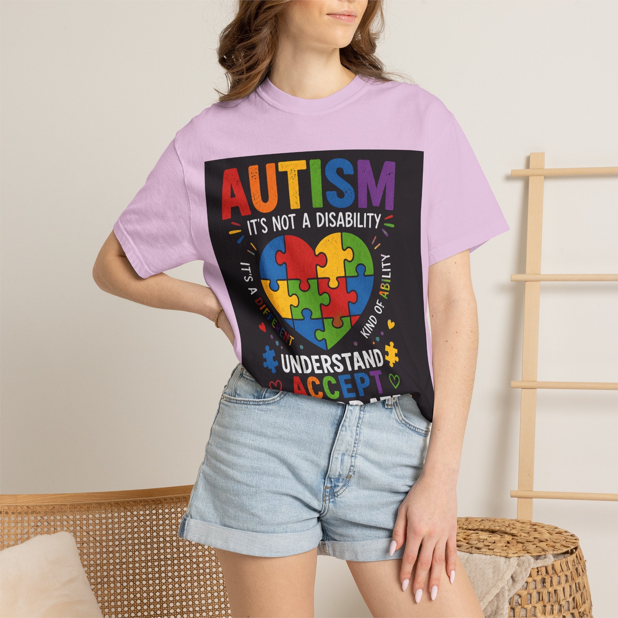 Autism Awareness T-Shirt — "Autism: Understand, Accept, Celebrate" Puzzle Heart Tee