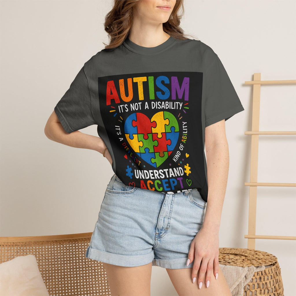 Autism Awareness T-Shirt — "Autism: Understand, Accept, Celebrate" Puzzle Heart Tee