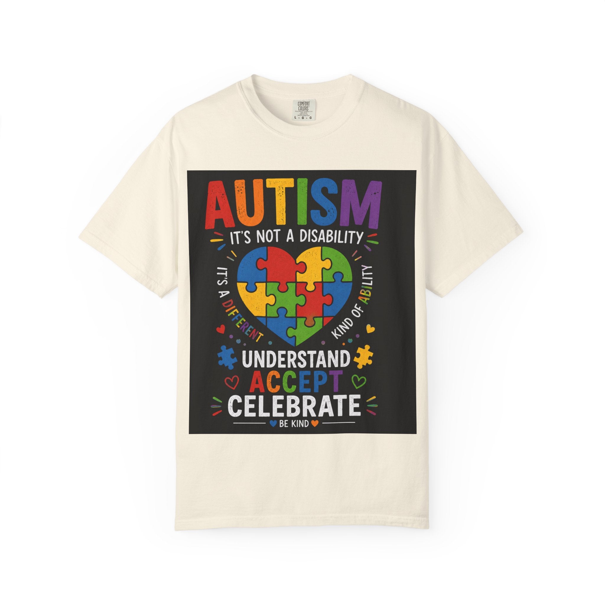 Autism Awareness T-Shirt — "Autism: Understand, Accept, Celebrate" Puzzle Heart Tee
