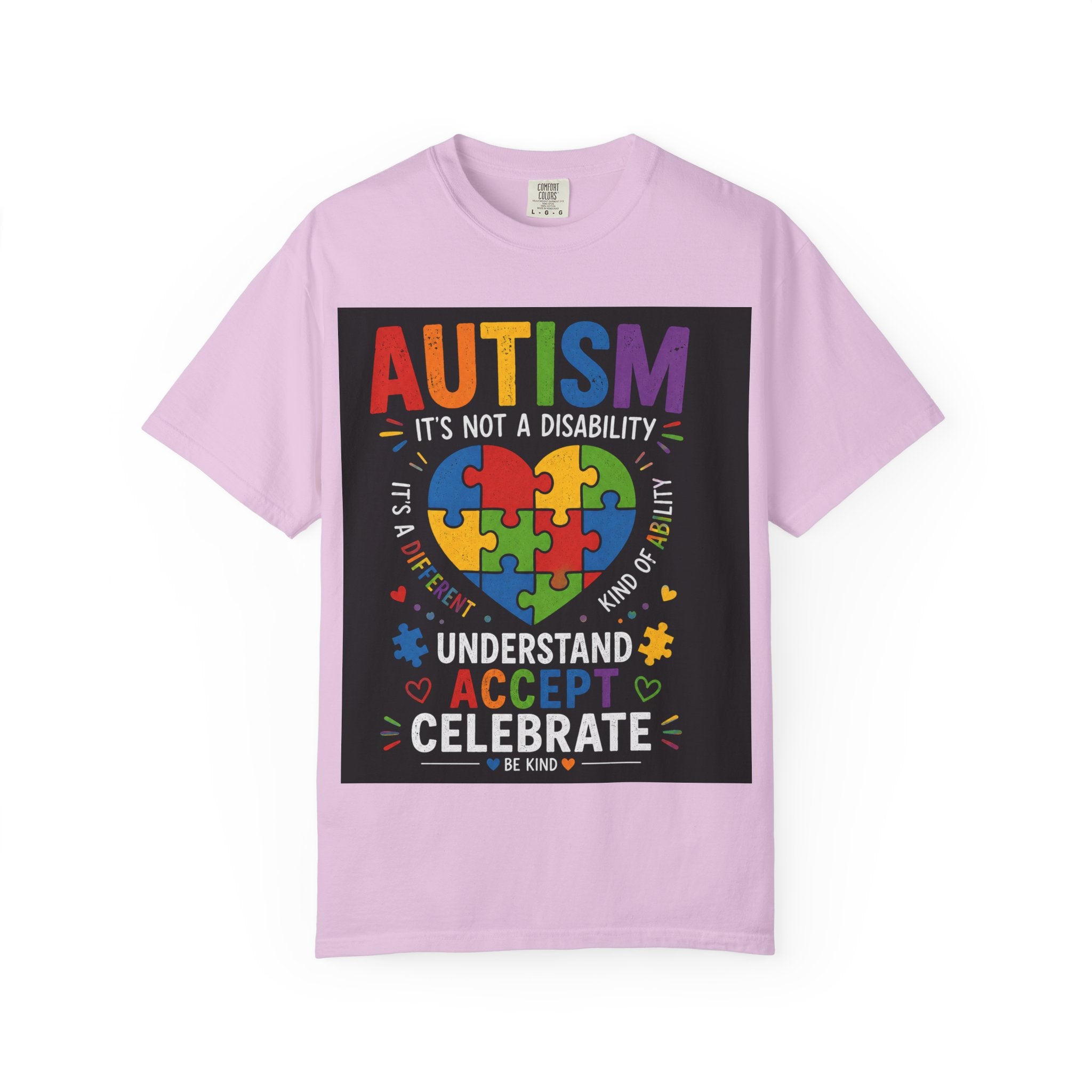 Autism Awareness T-Shirt — "Autism: Understand, Accept, Celebrate" Puzzle Heart Tee