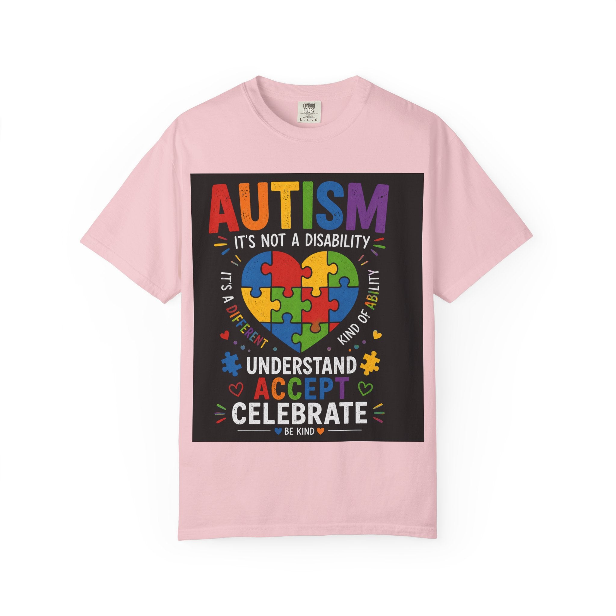 Autism Awareness T-Shirt — "Autism: Understand, Accept, Celebrate" Puzzle Heart Tee
