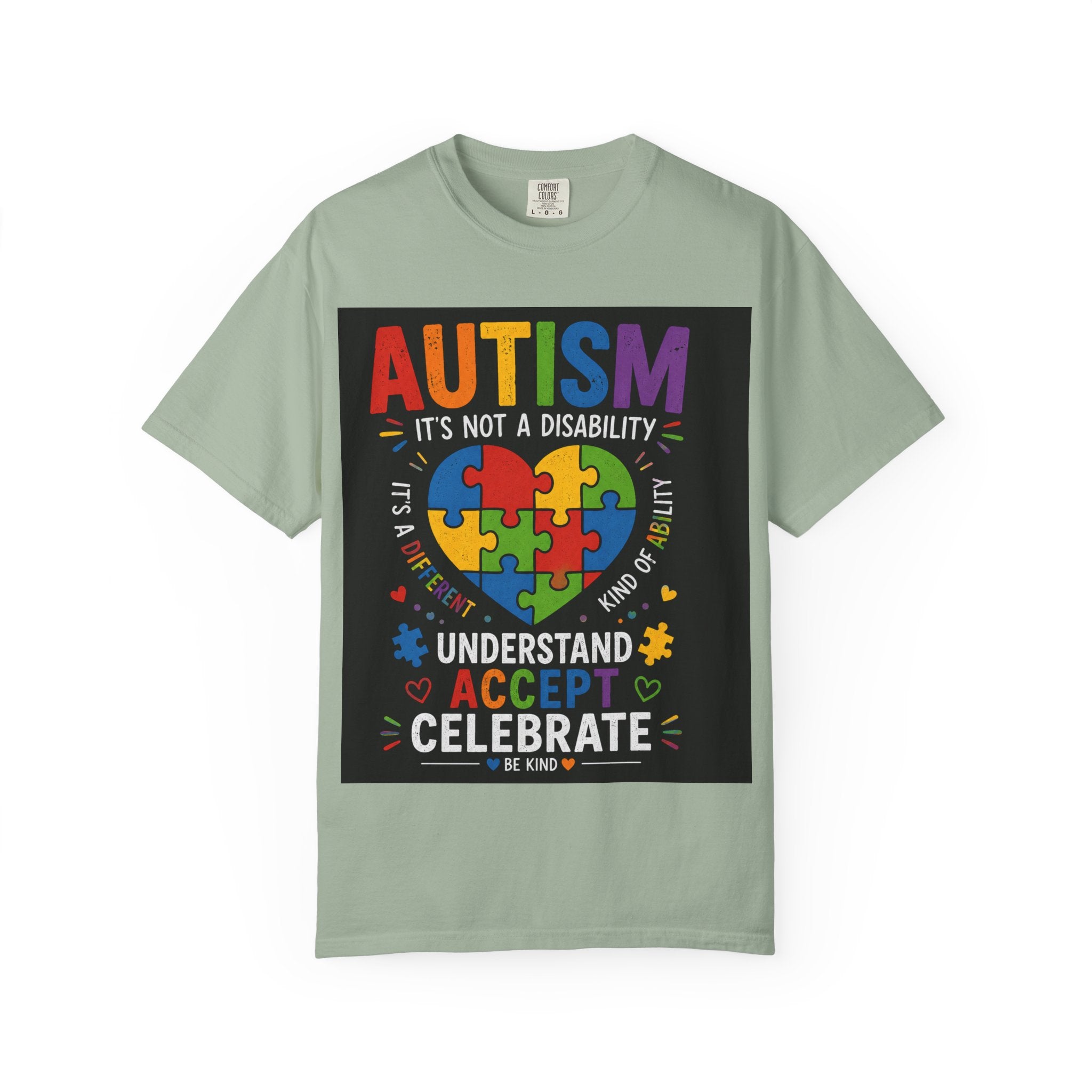 Autism Awareness T-Shirt — "Autism: Understand, Accept, Celebrate" Puzzle Heart Tee