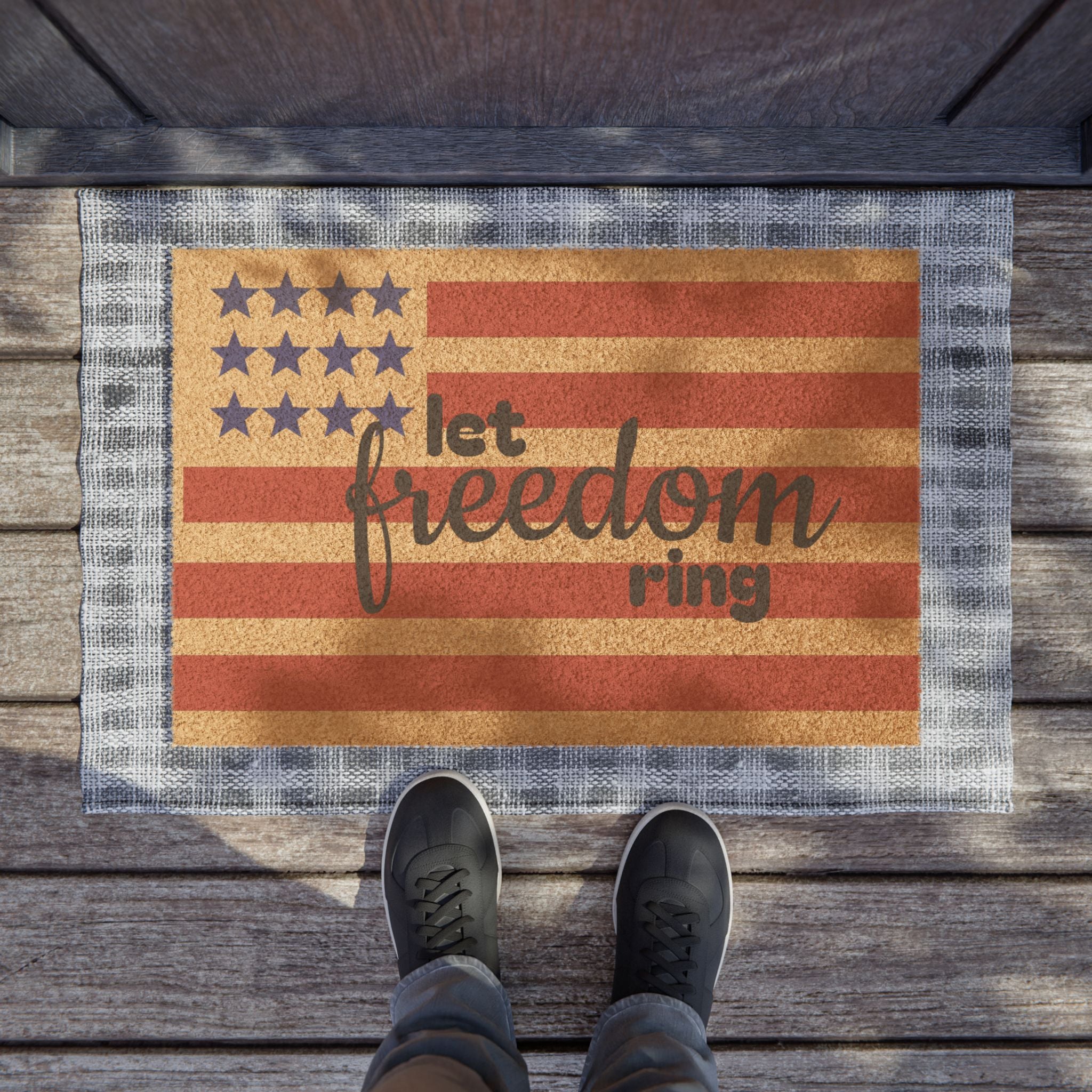 Let Freedom Ring Doormat — Patriotic American Flag Welcome Mat