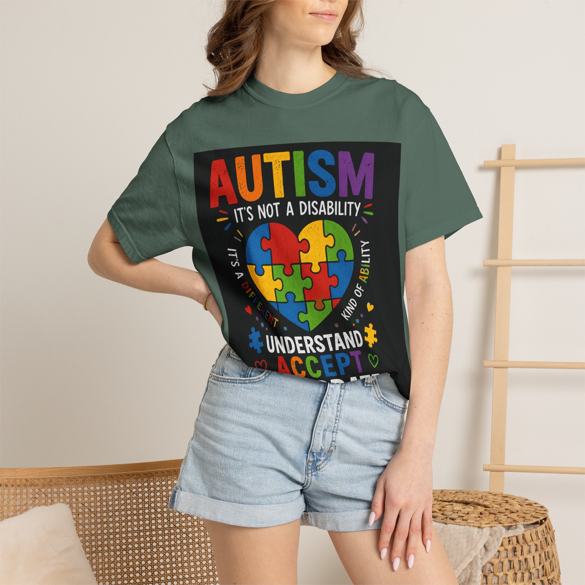 Autism Awareness T-Shirt — "Autism: Understand, Accept, Celebrate" Puzzle Heart Tee